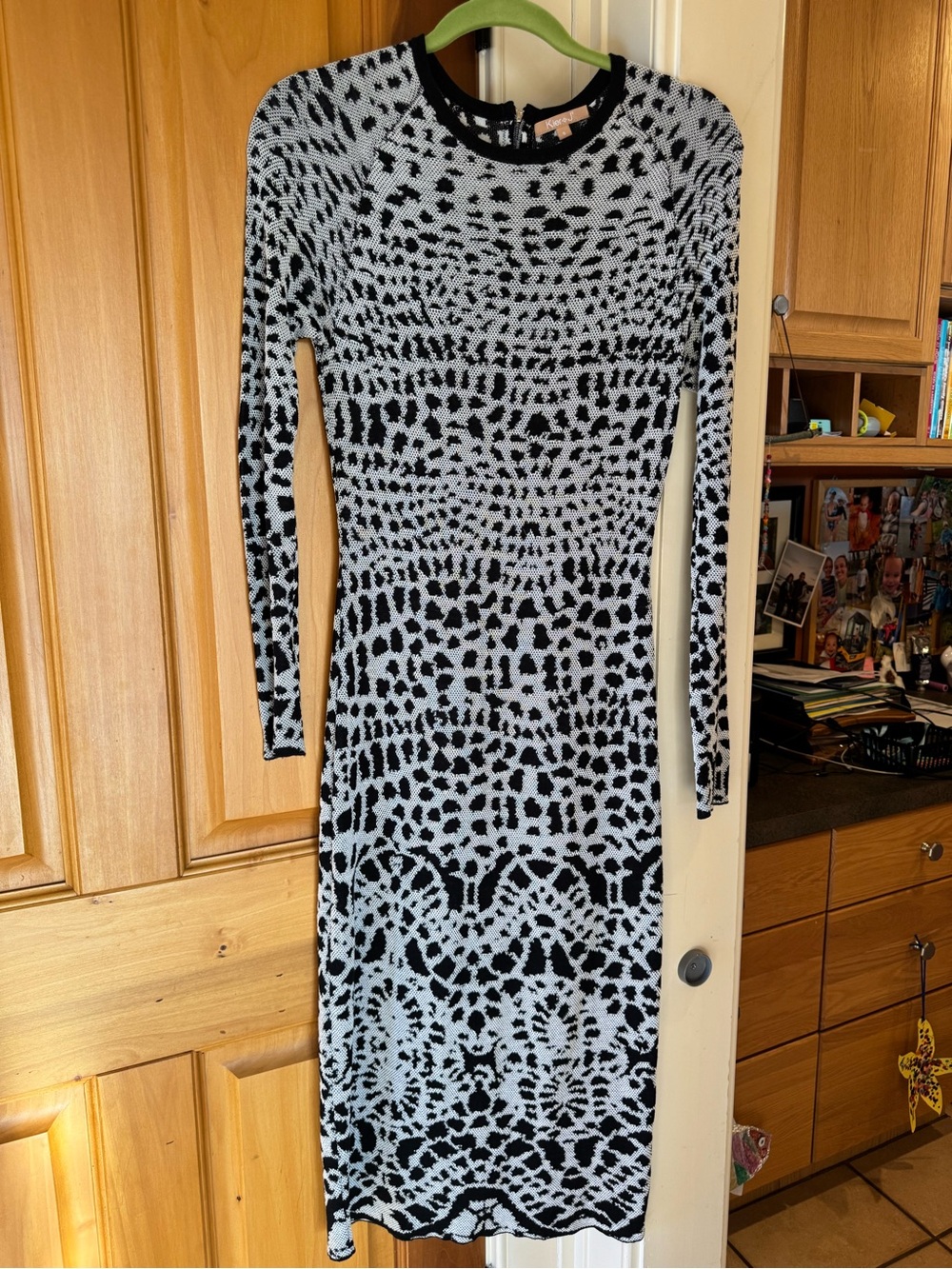 Kier+J Patterned Long-Sleeve Knit Dress
